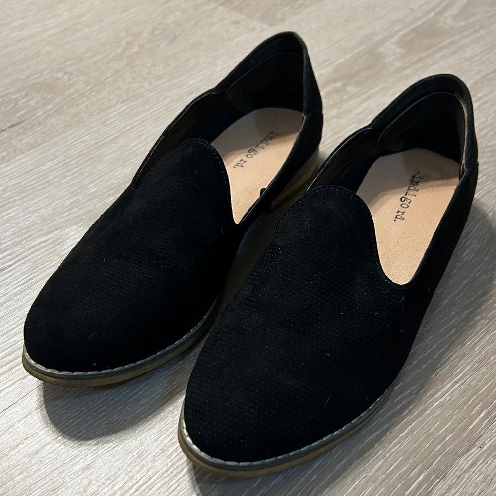 Indigo Rd Black Suede Hard Sole Loafers